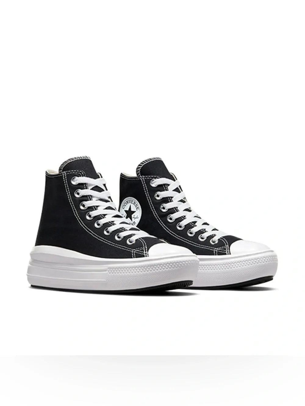 Converse Chuck Taylor All Star Black and White High-Top Platform Sneaker 568497C - Picture 2 of 11